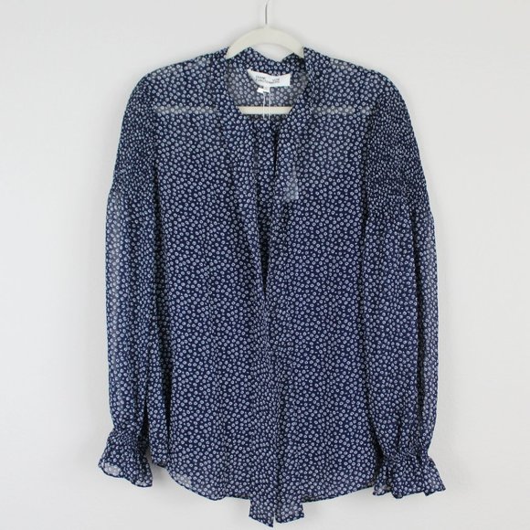 NWT Diane von Furstenberg DVF Floral Tie Shirt Blouse - Office to Weekend - Picture 4 of 10